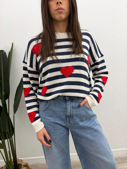 Susy Mix - Pull Righe Cuori