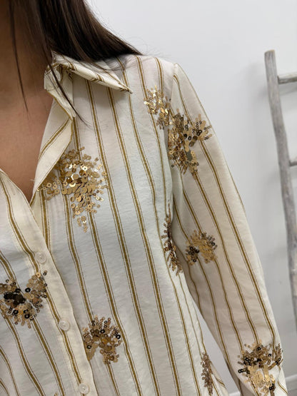 Tensione In - Camicia Rigata Paillettes