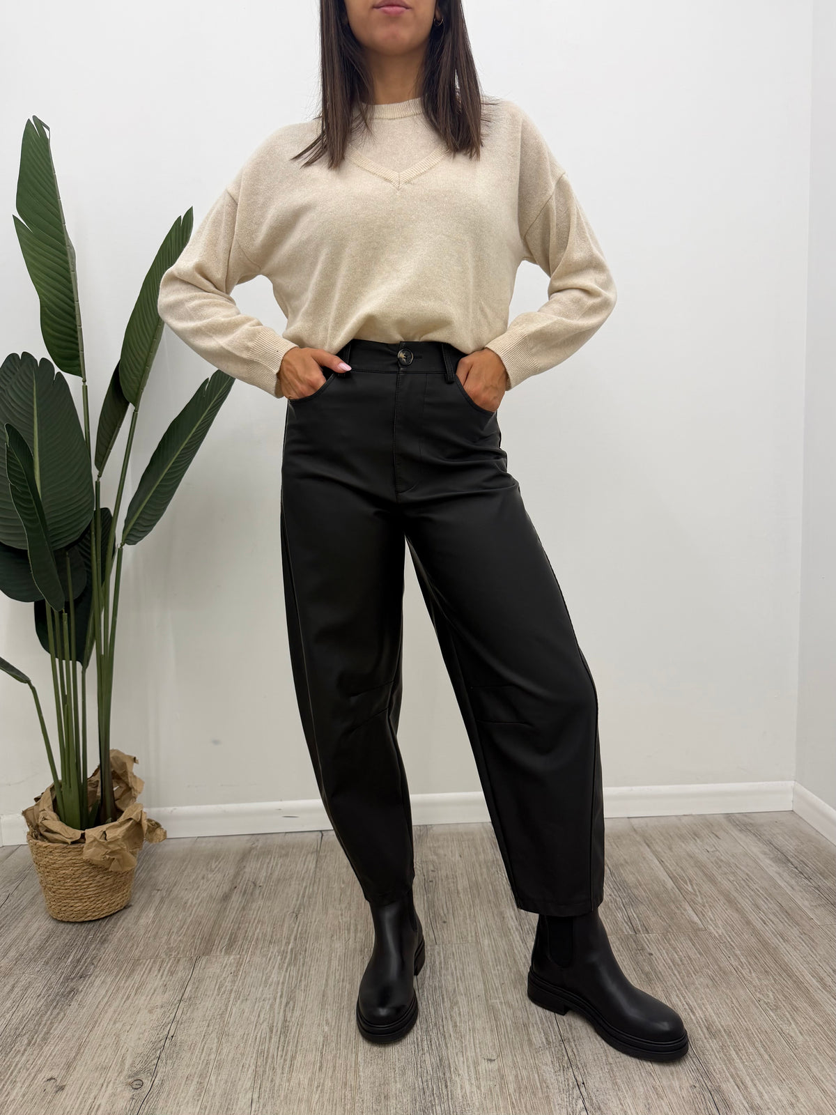 Haveone - Pantalone Ecopelle Balloon