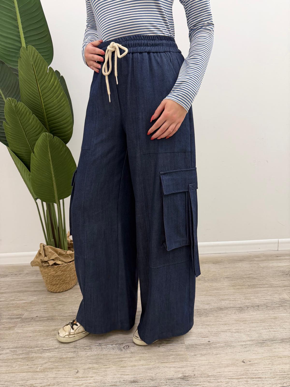 Tensione In - Pantalone Cargo Chambray