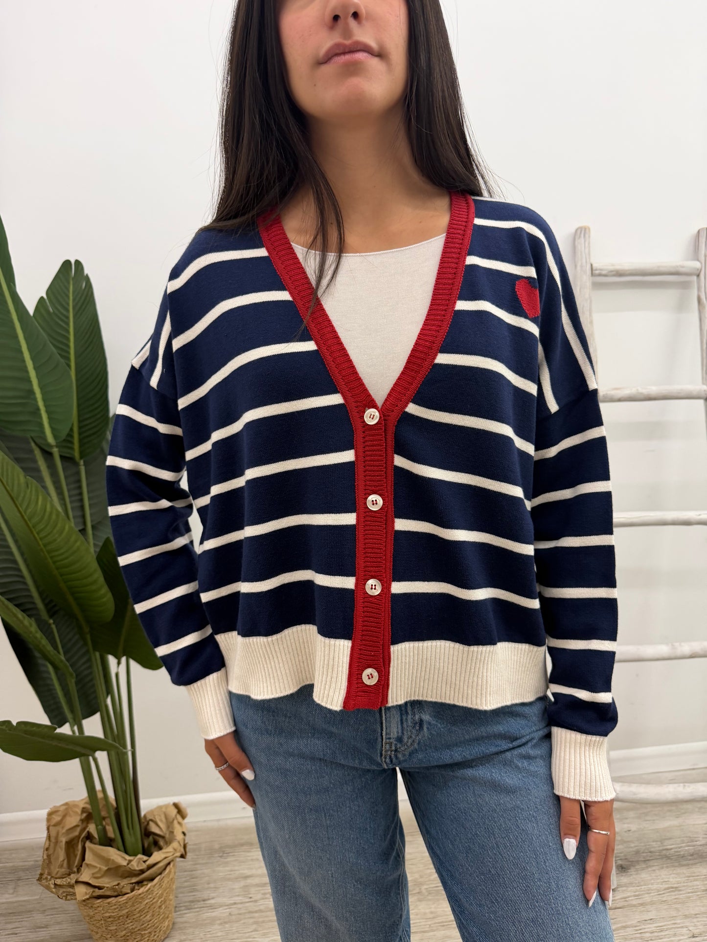 Susy Mix - Cardigan Righe Cuoricino