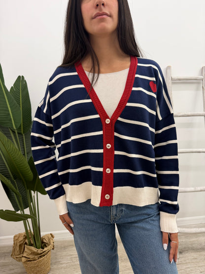 Susy Mix - Cardigan Righe Cuoricino
