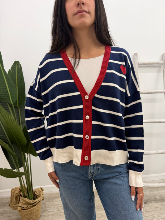 Susy Mix - Cardigan Righe Cuoricino