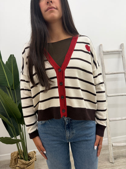 Susy Mix - Cardigan Righe Cuoricino