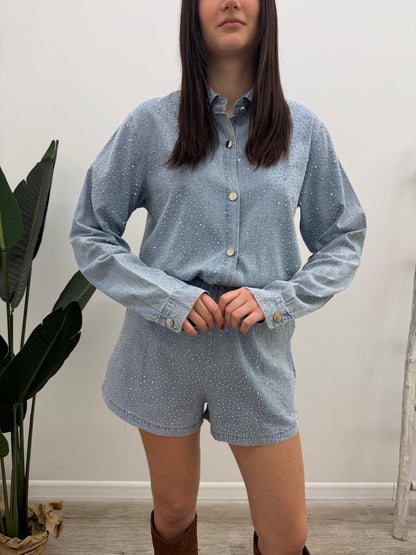 Susy Mix - Set Camicia+Shorts Strass