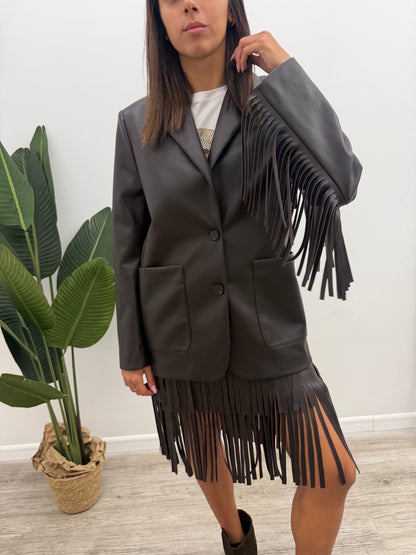 Vicolo - Blazer Ecopelle Frange