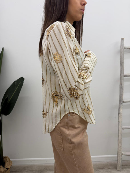 Tensione In - Camicia Rigata Paillettes