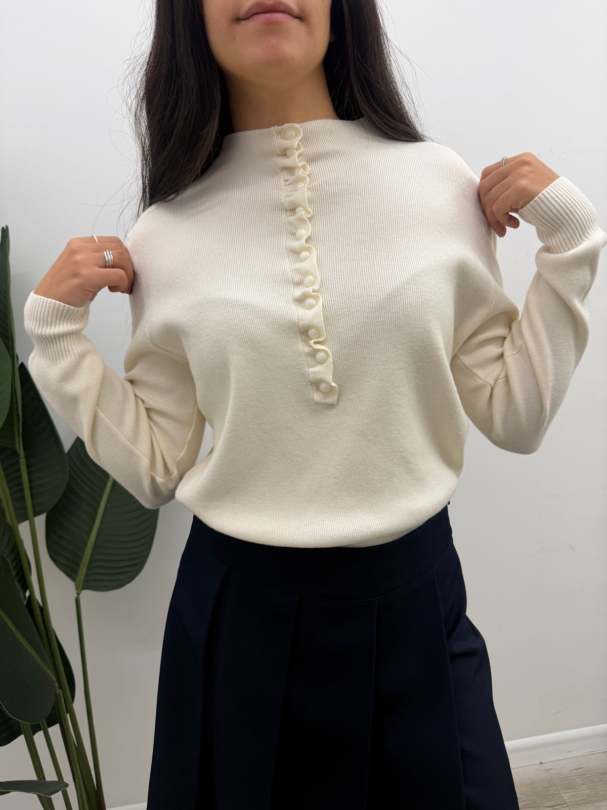 Haveone - Pull Bottoncini Rouches