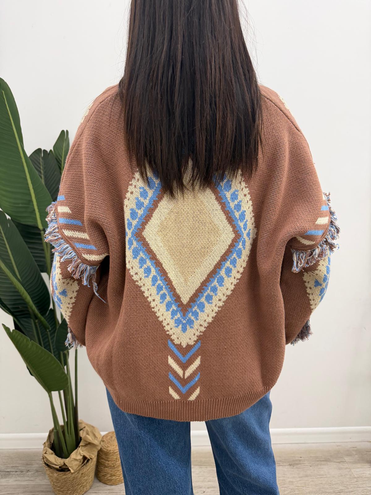 Tensione In - Cardigan Rombi Frange