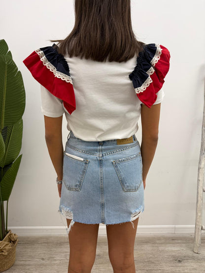 Susy Mix - Tshirt Popeline Rouches