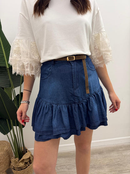 Susy Mix - Minigonna Chambray Balze