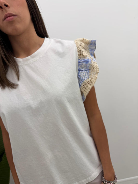 Vicolo - Tshirt Rouches Bastoncino Boho