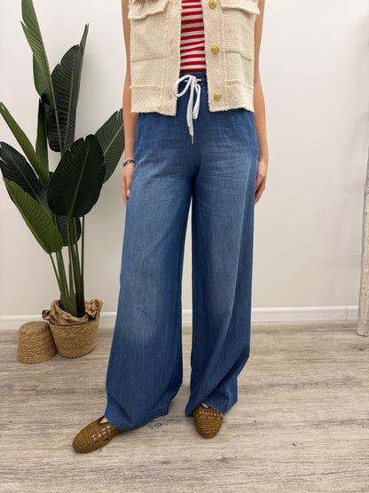 Vicolo - Pantalone Palazzo Chambray