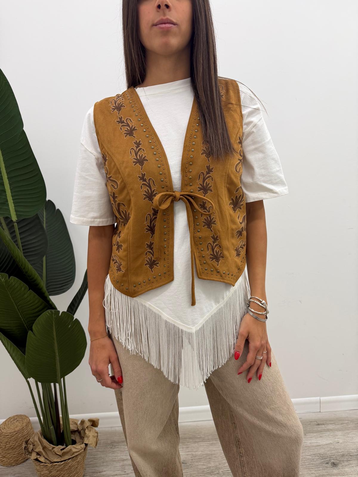 Haveone - Gilet Ricami Borchiette