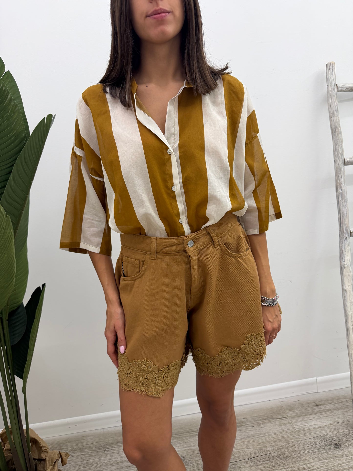 Tensione In - Camicia Riga Tabacco