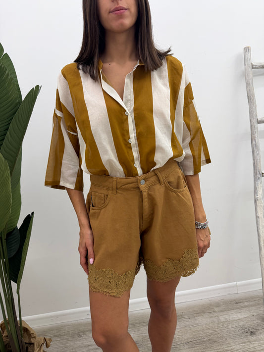 Tensione In - Camicia Riga Tabacco