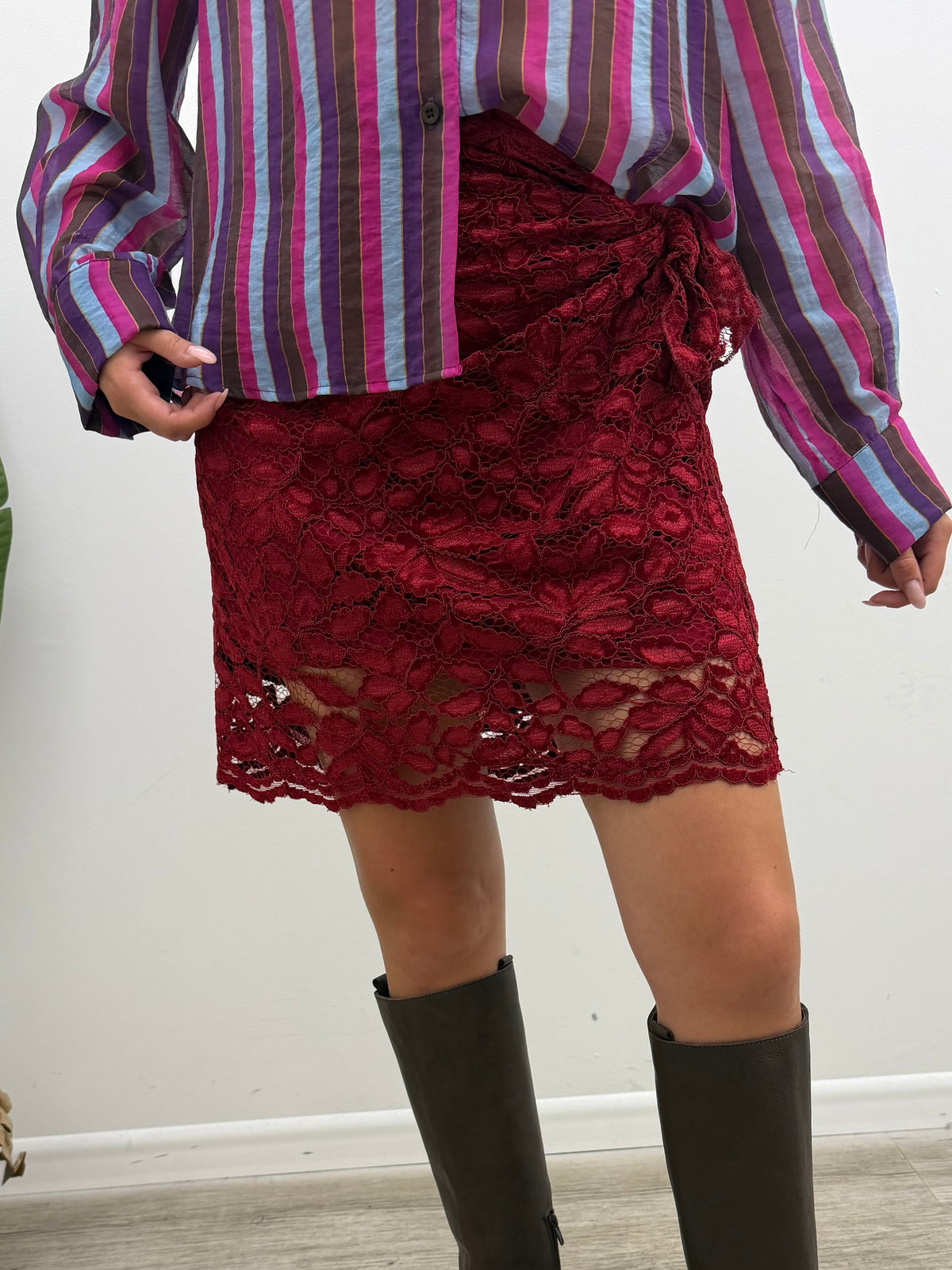 Haveone - Minigonna Pizzo Ricamo