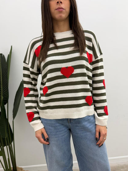 Susy Mix - Pull Righe Cuori