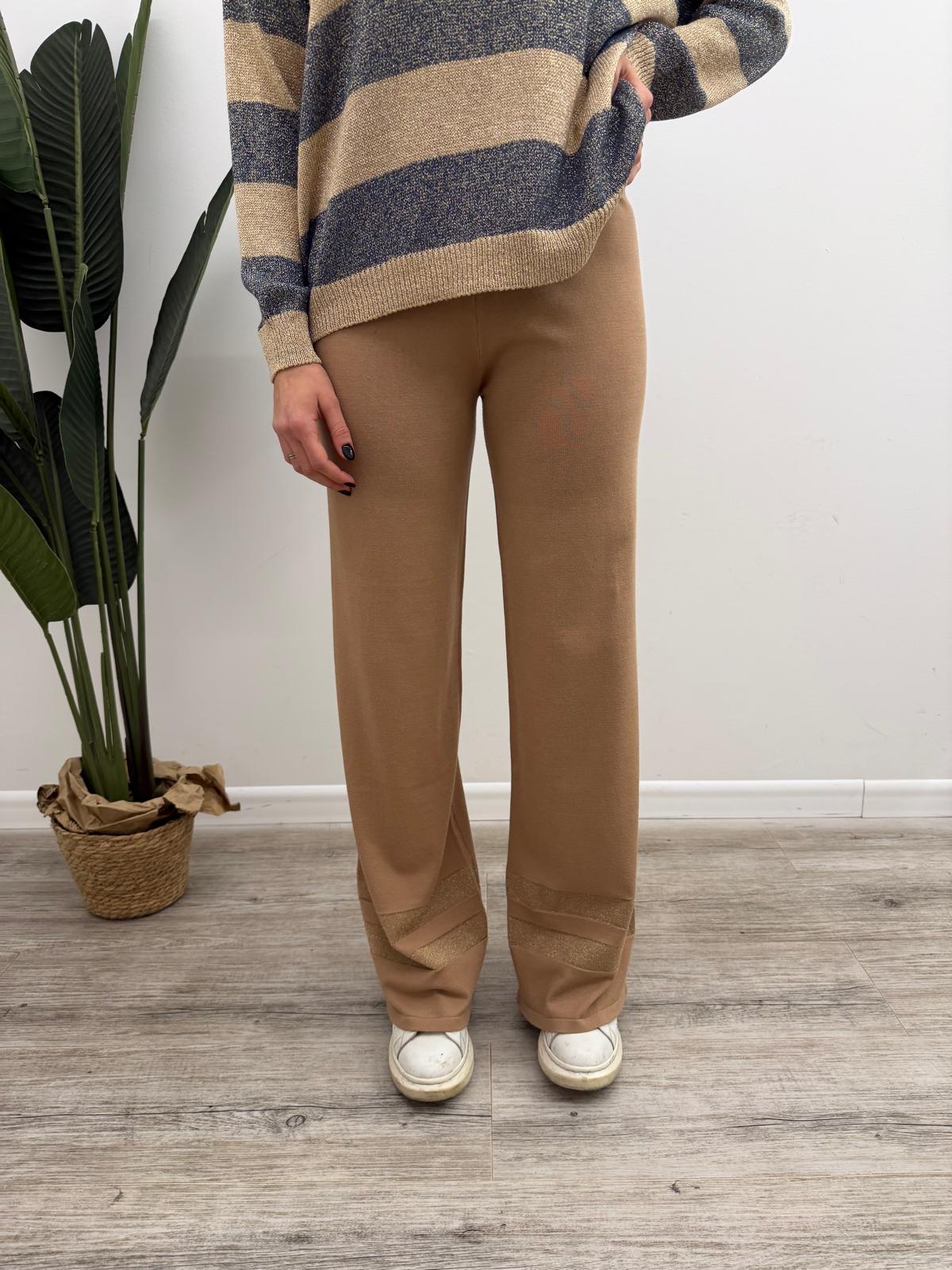 Kontatto - Pantalone Maglia Riga Lurex