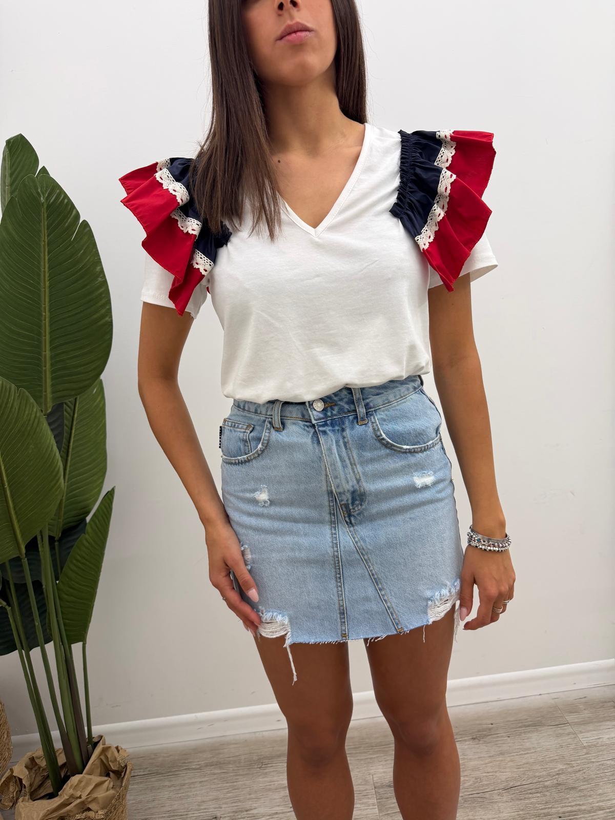 Susy Mix - Tshirt Popeline Rouches
