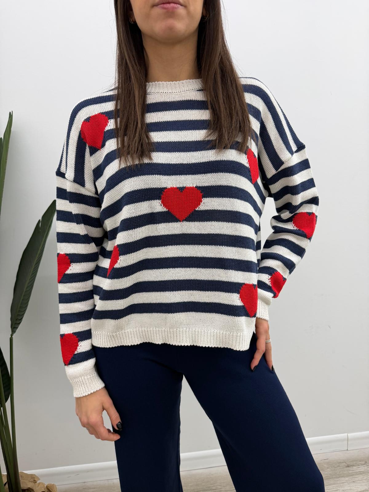 Susy Mix - Pull Righe Cuori