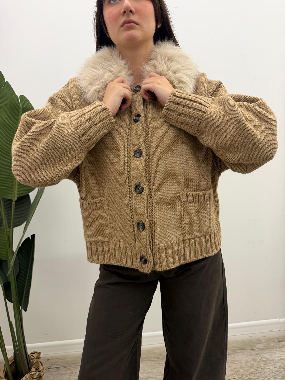 Kontatto - Cardigan Collo Pelliccia