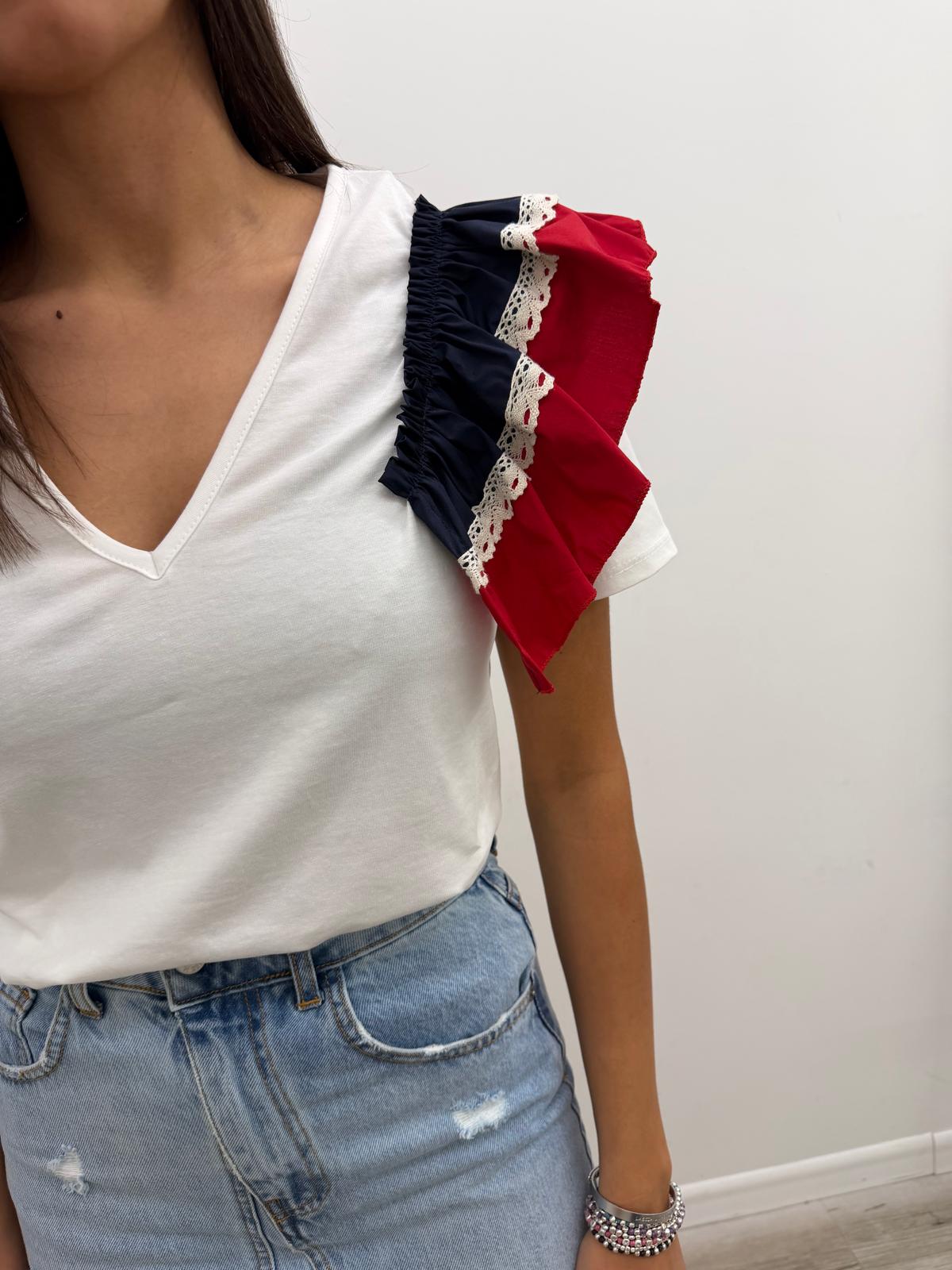 Susy Mix - Tshirt Popeline Rouches