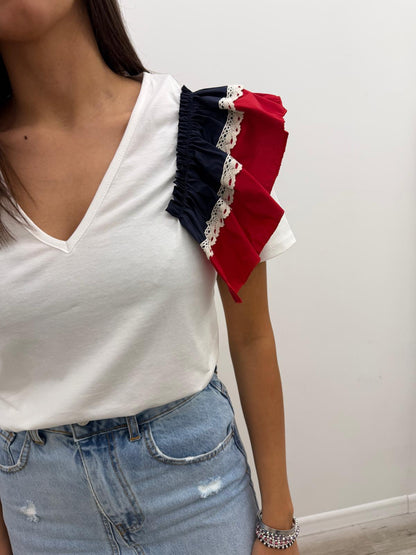 Susy Mix - Tshirt Popeline Rouches