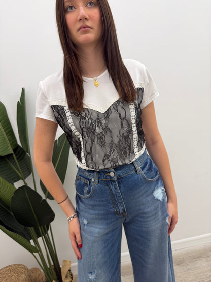 Susy Mix - Tshirt Bustier Pizzo