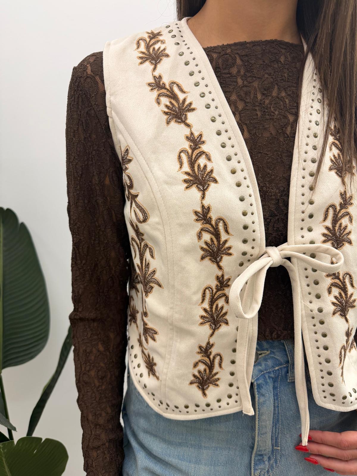 Haveone - Gilet Ricami Borchiette