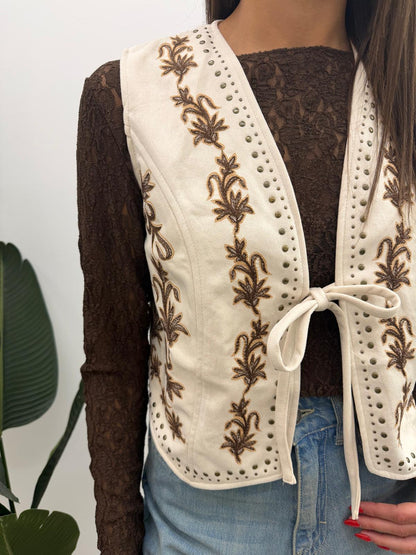 Haveone - Gilet Ricami Borchiette