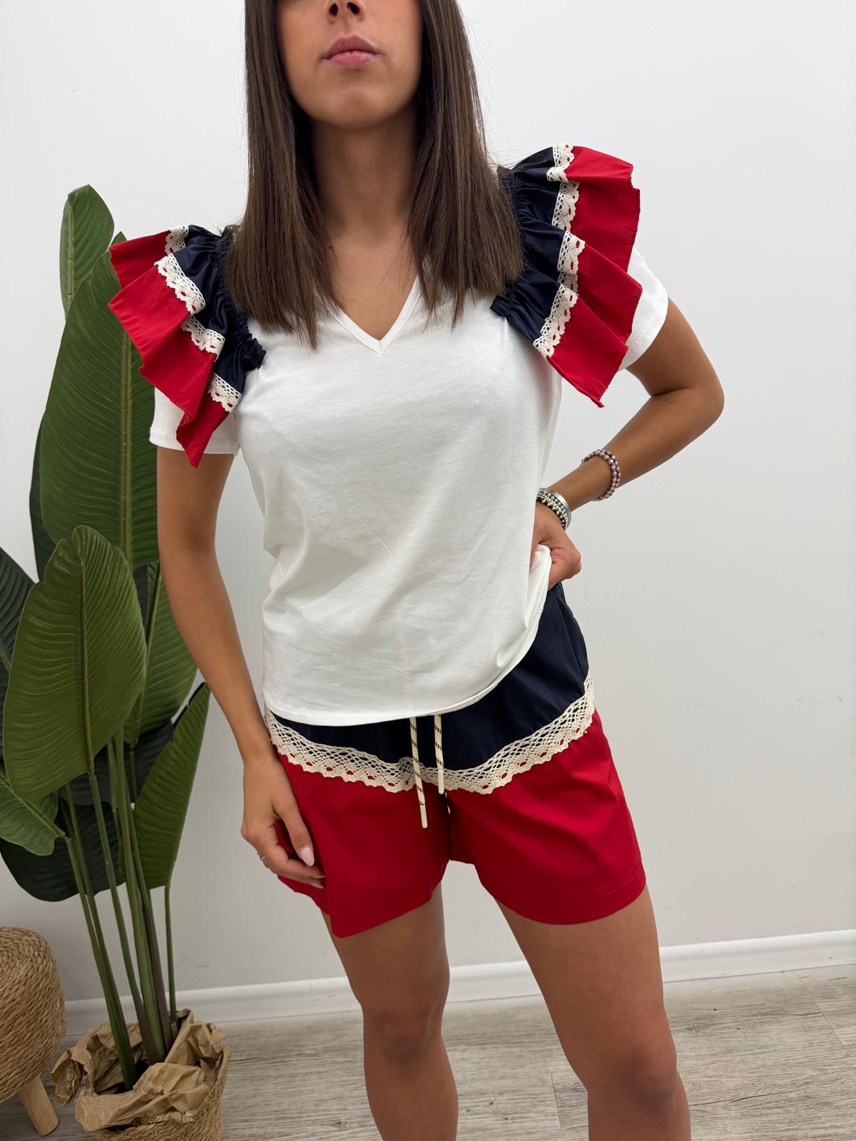 Susy Mix - Tshirt Popeline Rouches