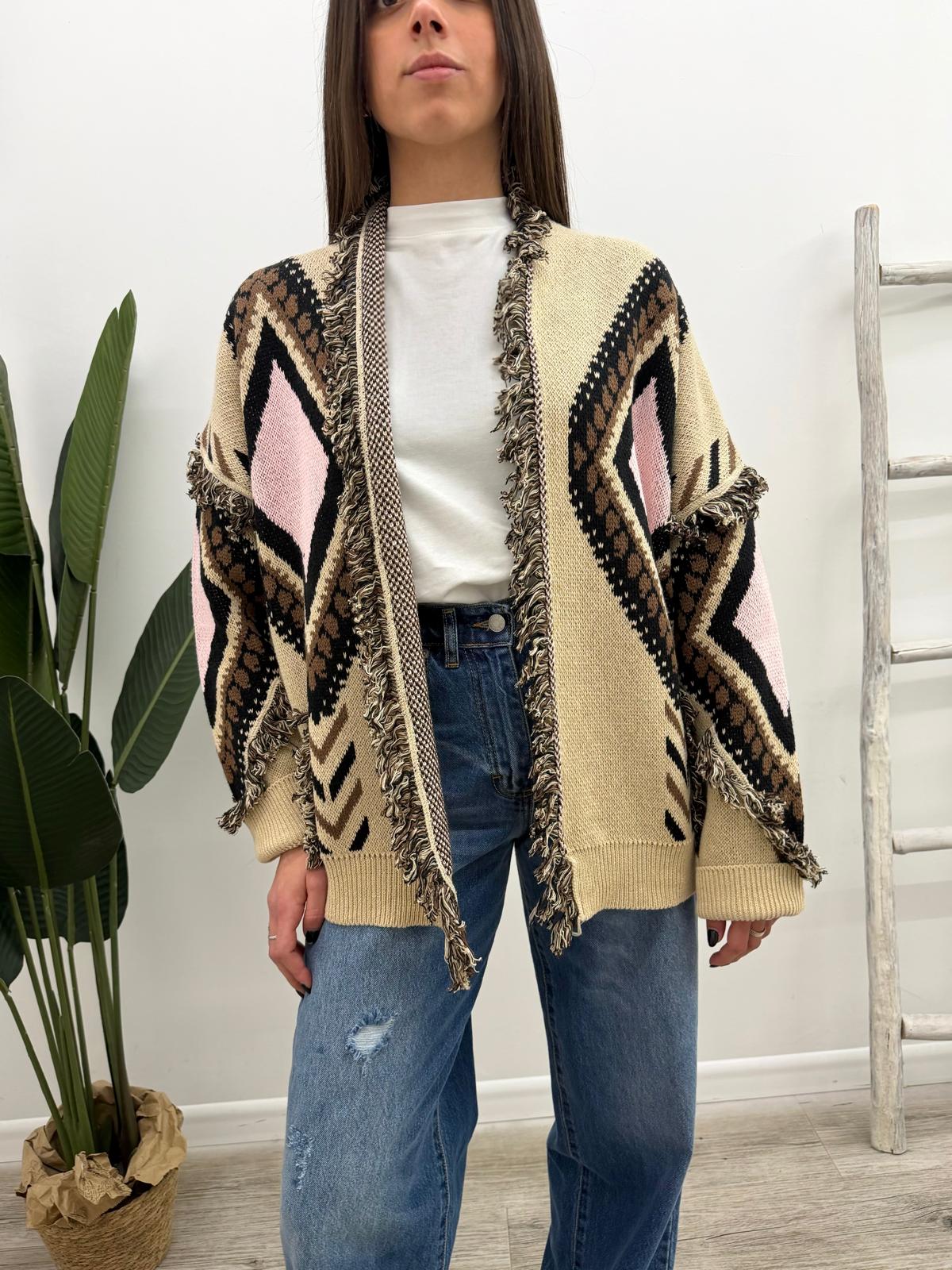 Tensione In - Cardigan Rombi Frange