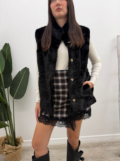 Haveone - Minigonna Check Pizzo
