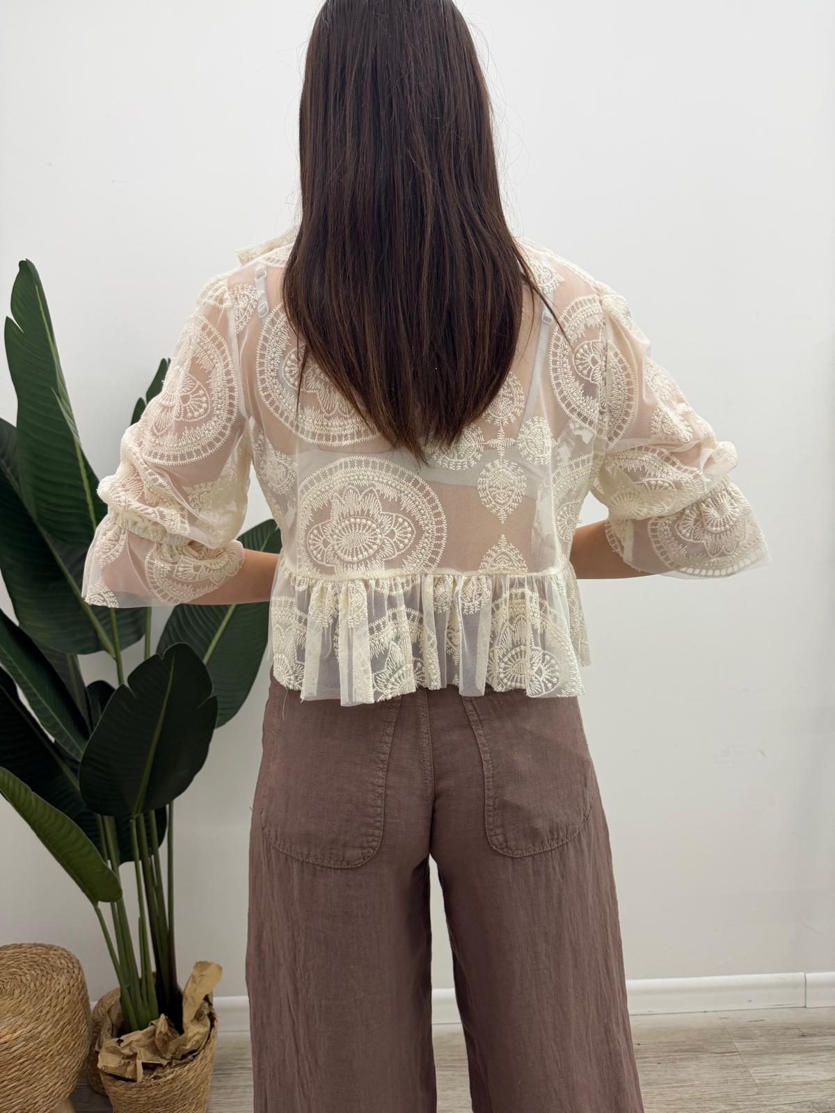 Haveone - Blusa Pizzo Volant