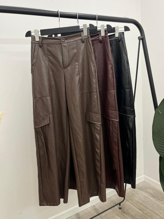 Tensione In - Pantalone Cargo Ecopelle