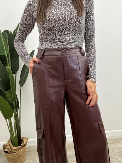 Tensione In - Pantalone Cargo Ecopelle