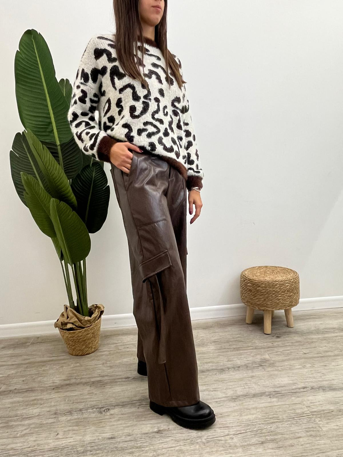 Tensione In - Pantalone Cargo Ecopelle