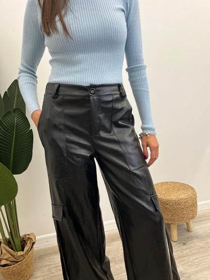 Tensione In - Pantalone Cargo Ecopelle