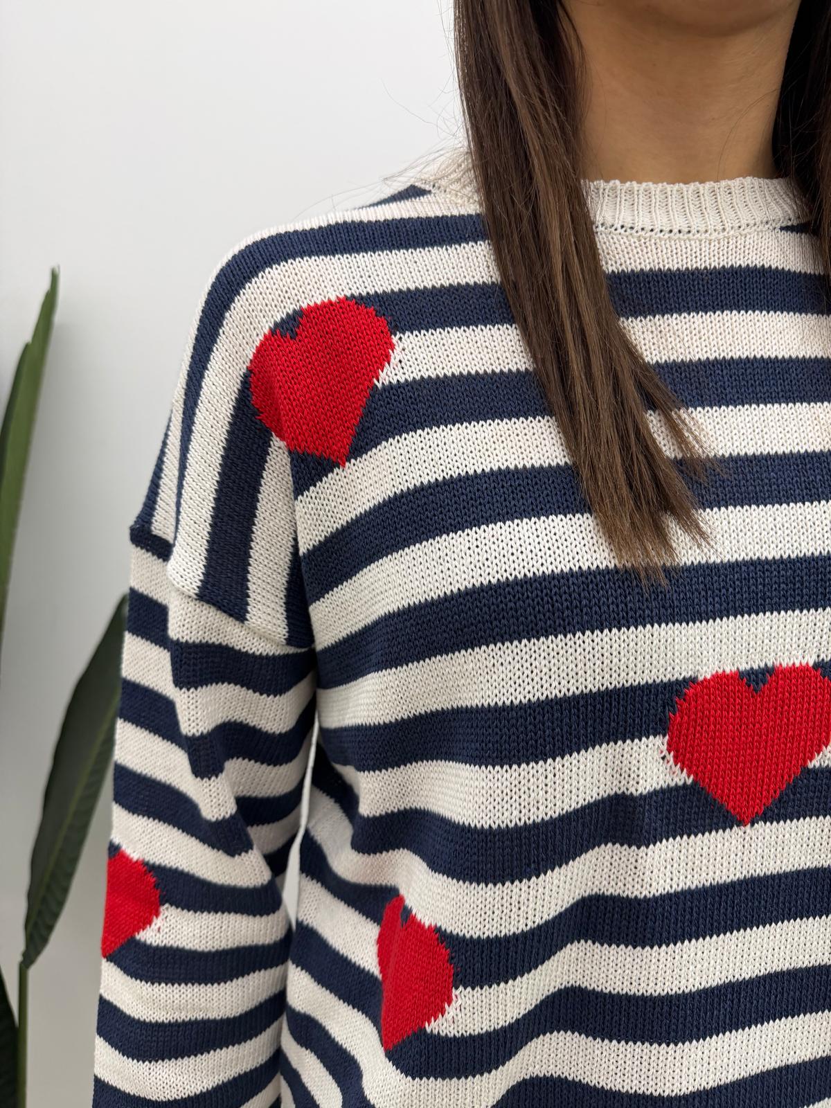 Susy Mix - Pull Righe Cuori