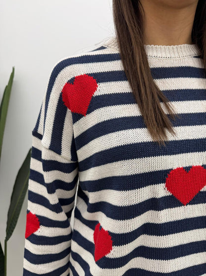 Susy Mix - Pull Righe Cuori