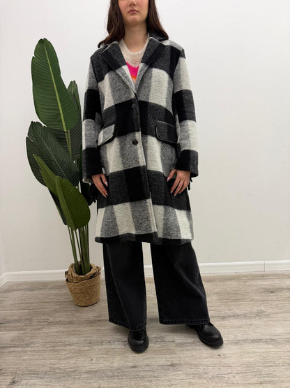 Susy Mix - Cappotto Quadri Frange