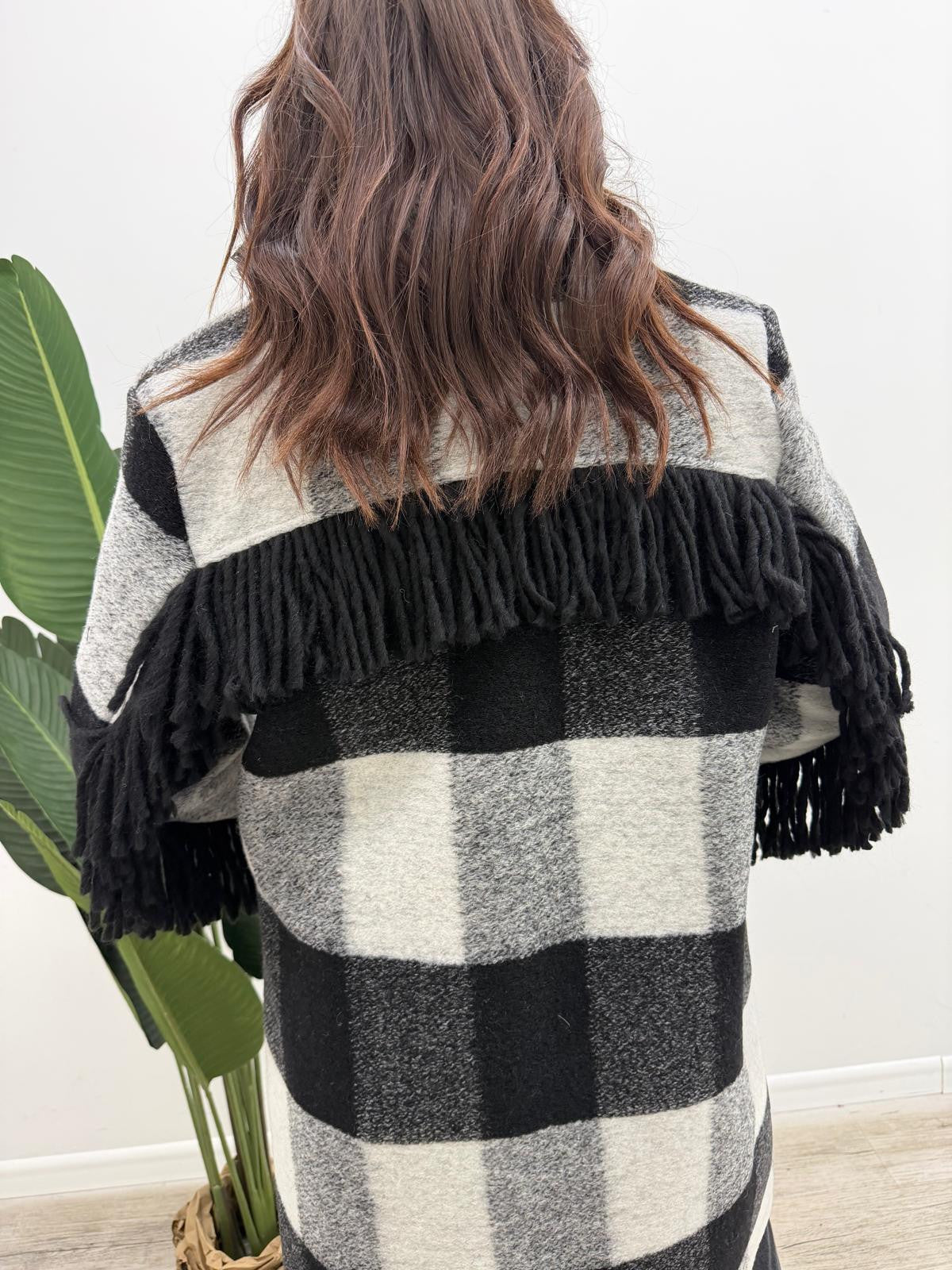 Susy Mix - Cappotto Quadri Frange