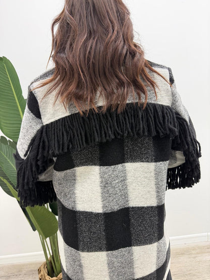 Susy Mix - Cappotto Quadri Frange