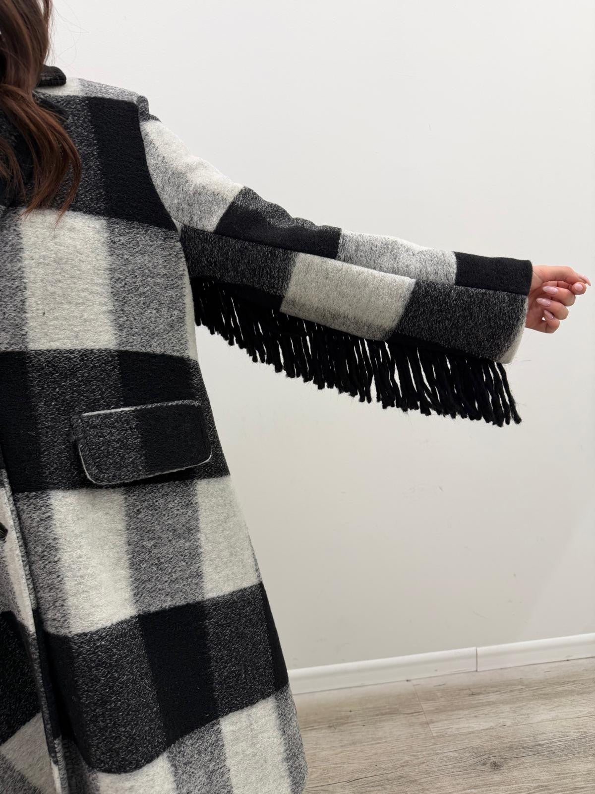Susy Mix - Cappotto Quadri Frange