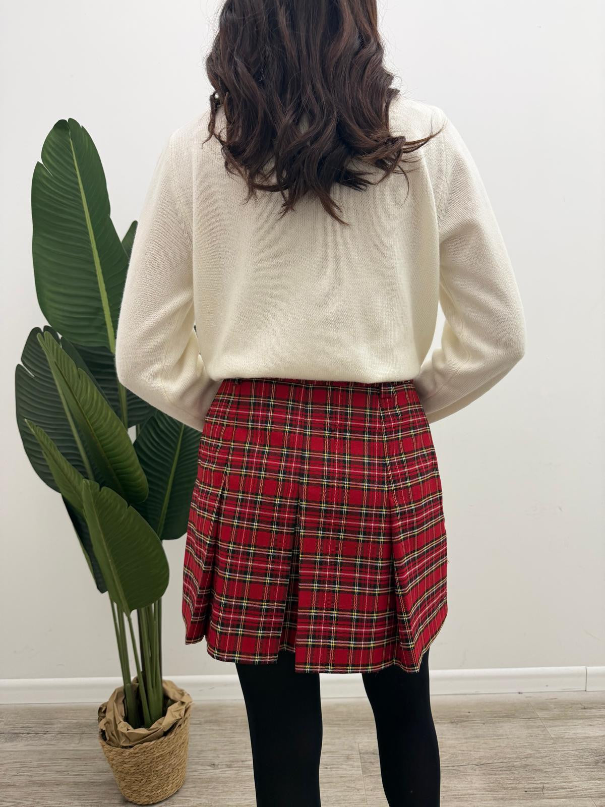 Vicolo - Minigonna Pieghe Tartan Red