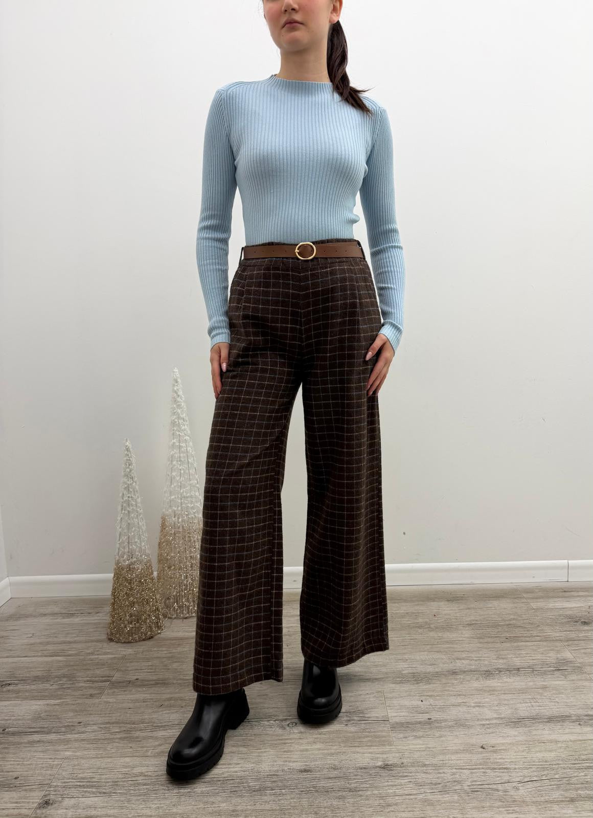Haveone - Pantalone Quadretti Cintura