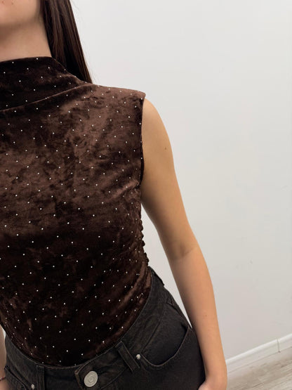 Kontatto - Top Velluto Strass