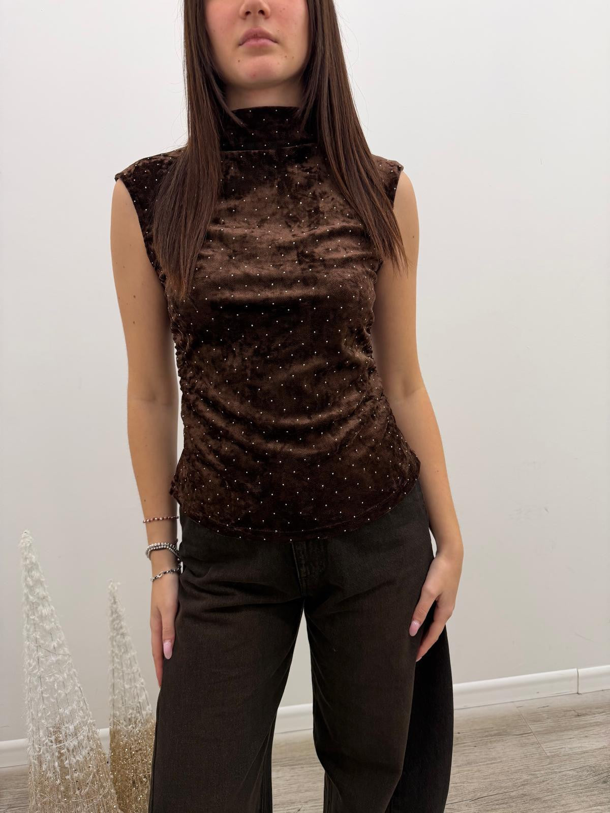 Kontatto - Top Velluto Strass