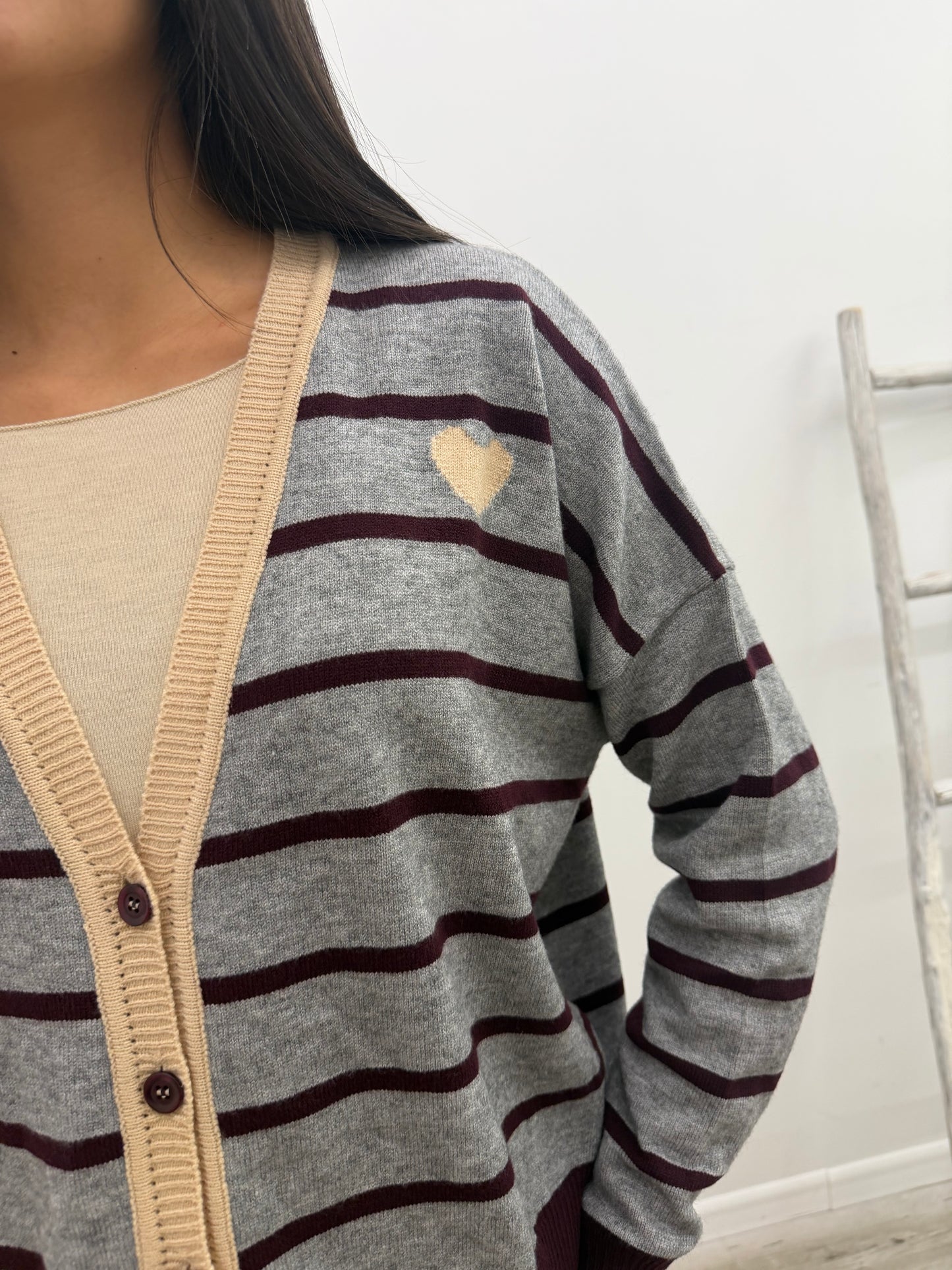 Susy Mix - Cardigan Righe Cuoricino